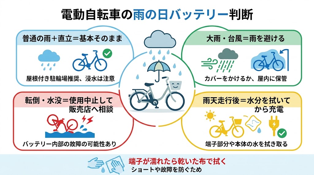電動自転車の雨の日バッテリー判断