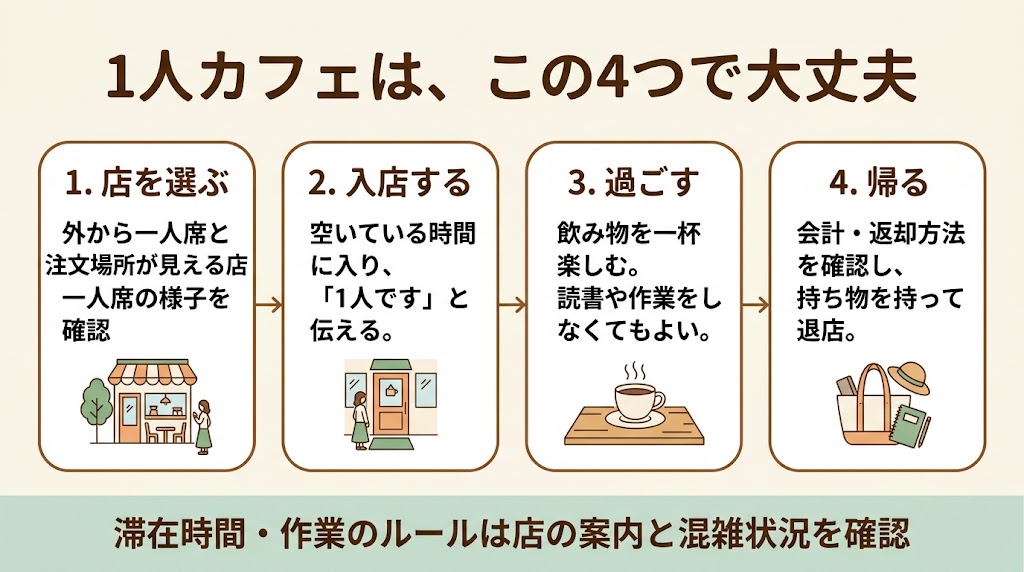 初めての1人カフェ、迷わない4ステップ