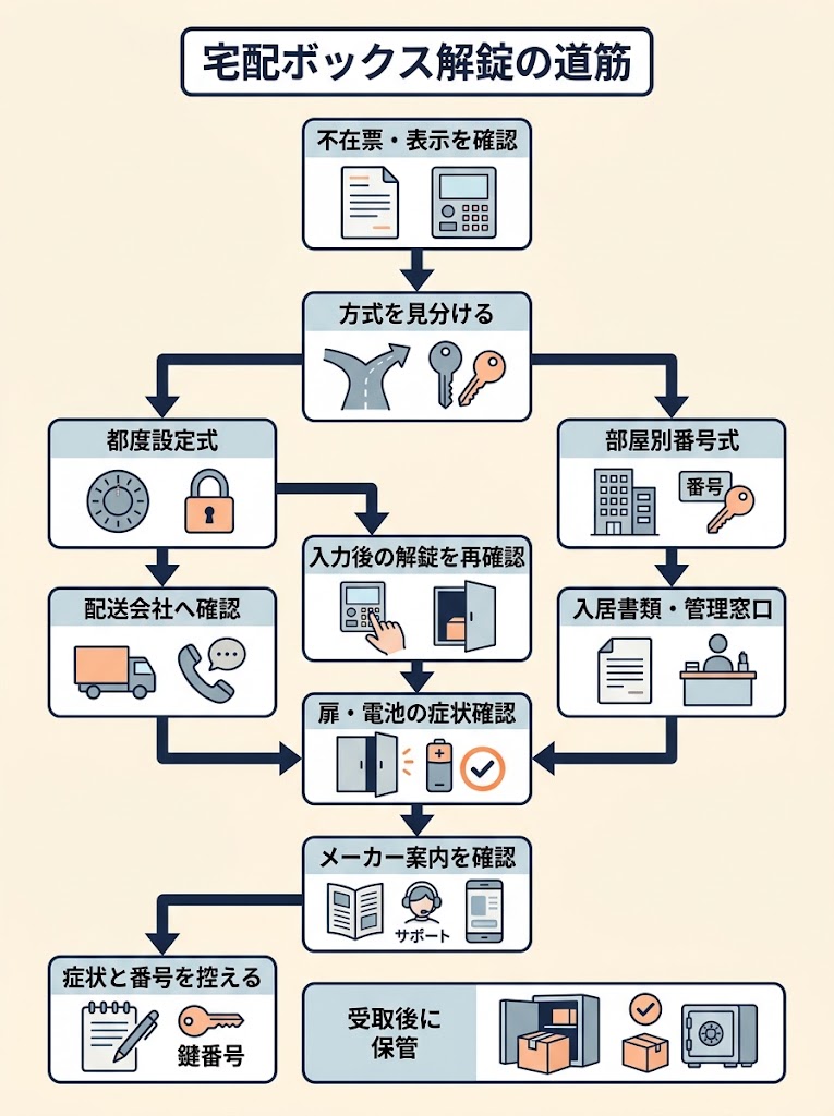 宅配ボックス解錠の道筋